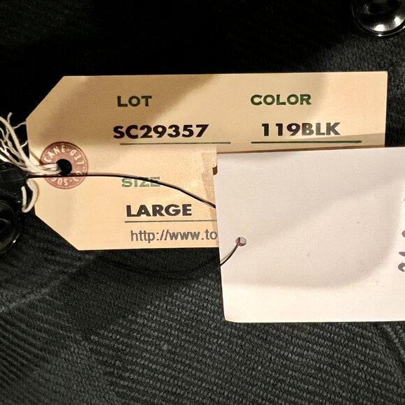 Sugar Cane Twill Plaid Work Shirt Flannel - Large - Black & Grey - SC29357 - Picture 3 of 12